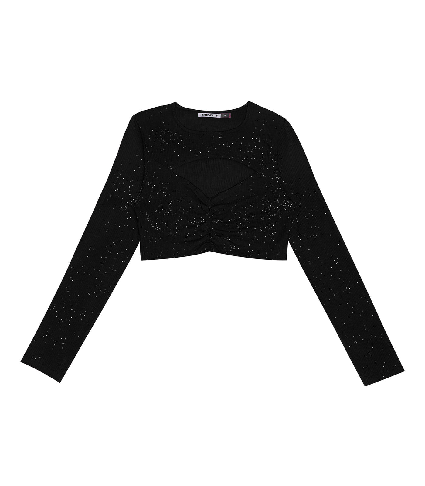 Blusa Juvenil Feminina Em Ribana Canelada Minty Preto 16