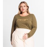 Blusa Feminina Manga Longa Plus Size Secret Glam Verde Plus G3