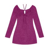 Vestido Juvenil Em Ribana Canelada Lurex Minty Roxo 12