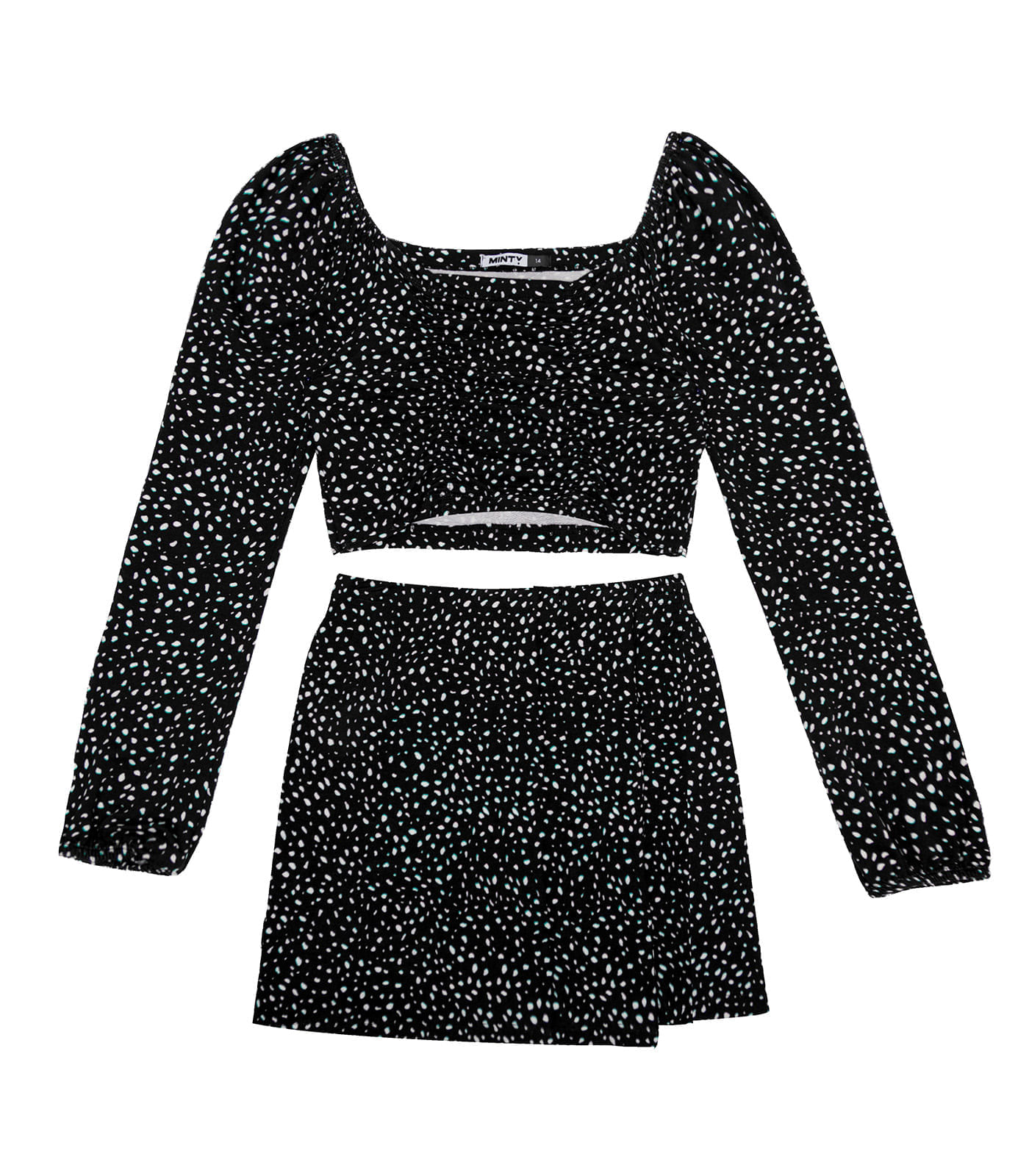 Conjunto Juvenil Feminino Blusa Com Saia Minty Preto 14