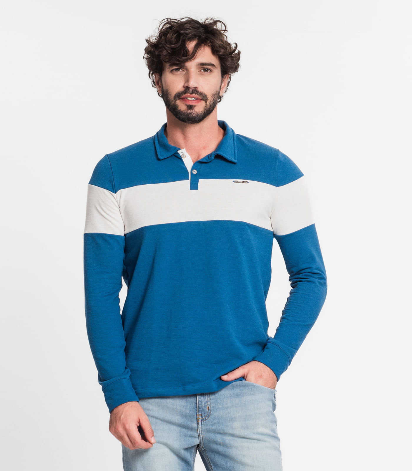 Camisa Polo Masculina Em Meia Malha Diametro Azul M