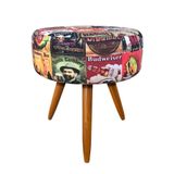 Puff Decorativo Redondo 40 Cm Dóris Pé Palito Suede