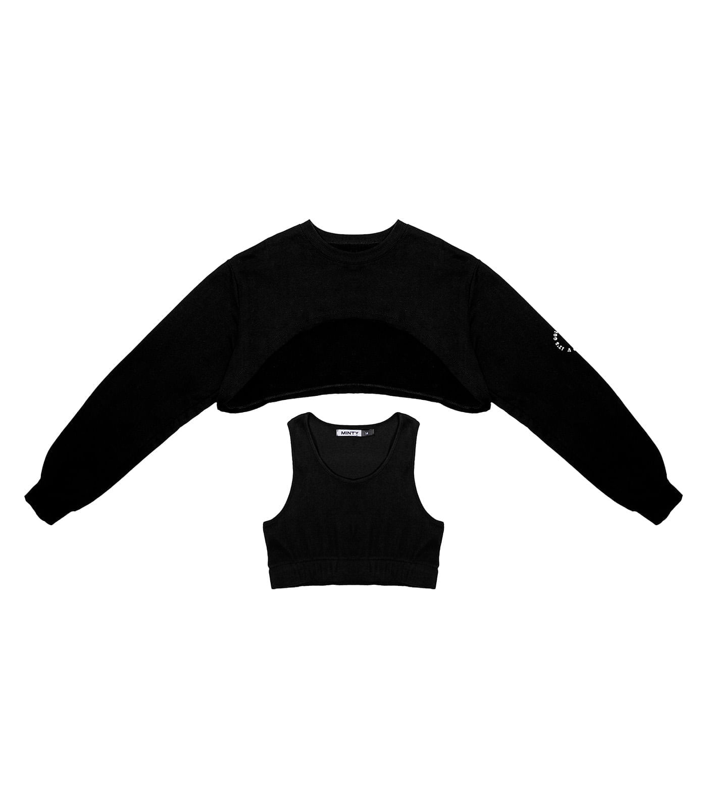 Conjunto Juvenil Feminino Blusão Com Top Minty Preto 14