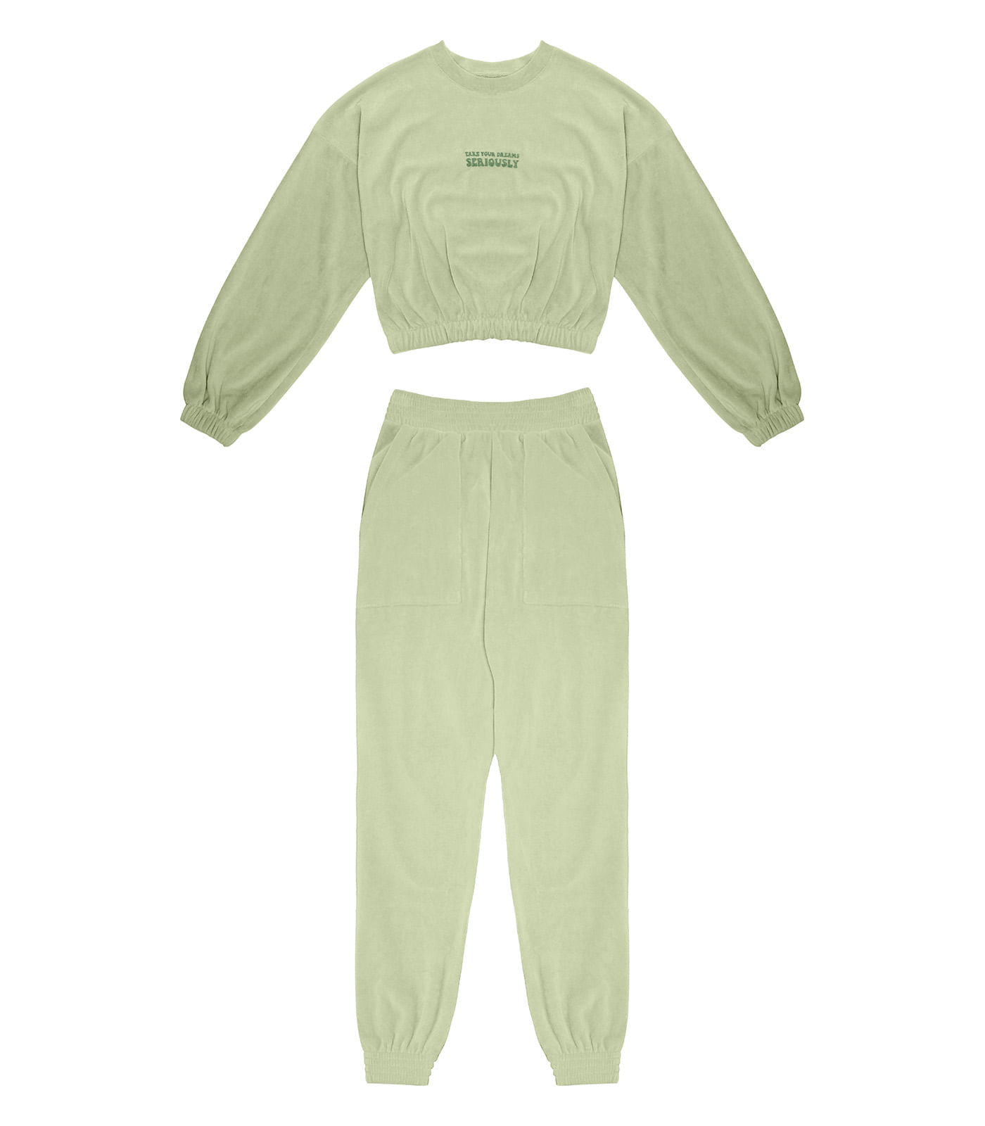 Conjunto Juvenil Feminino Blusão Com Calça Minty Verde 12