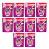 Kit 10 Ração Gato Whiskas Filhotes Carne Sachê 85g Cada