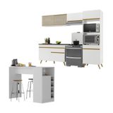 Armário De Cozinha Modulado Com Bancada Americana Multimóveis Mp2209 Branco/dourado Branco/dourado