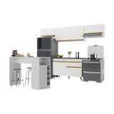 Armário De Cozinha Modulado Com Bancada Veneza Multimóveis Mp2212 Branco/dourado Branco/dourado