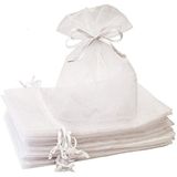 100 Pacote Drawstring Organza Joias Favor Bolsas De Casamento Festival Gift Bags Sacos Doces Para Decoração Favor De Festa (branco)