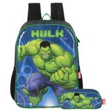 Mochila Escolar De Alças Incrível Hulk + Estojo Duplo Marvel