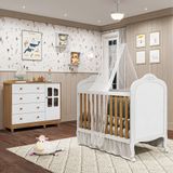 Quarto De Bebê Completo Com Berço Mini Cama  E Cômoda 100 Mdf Com Janela Elô New Móveis Peroba