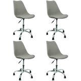 Kit 4 Cadeiras Leda Office Luisa Saarinen Estofada Base Giratória Cromada - Cinza