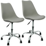 Kit 2 Cadeiras Leda Office Luisa Saarinen Estofada Base Giratória Cromada - Cinza