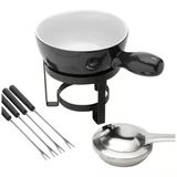 Aparelho De Fondue Queijo Chocolate Cerâmica Ferro Preto