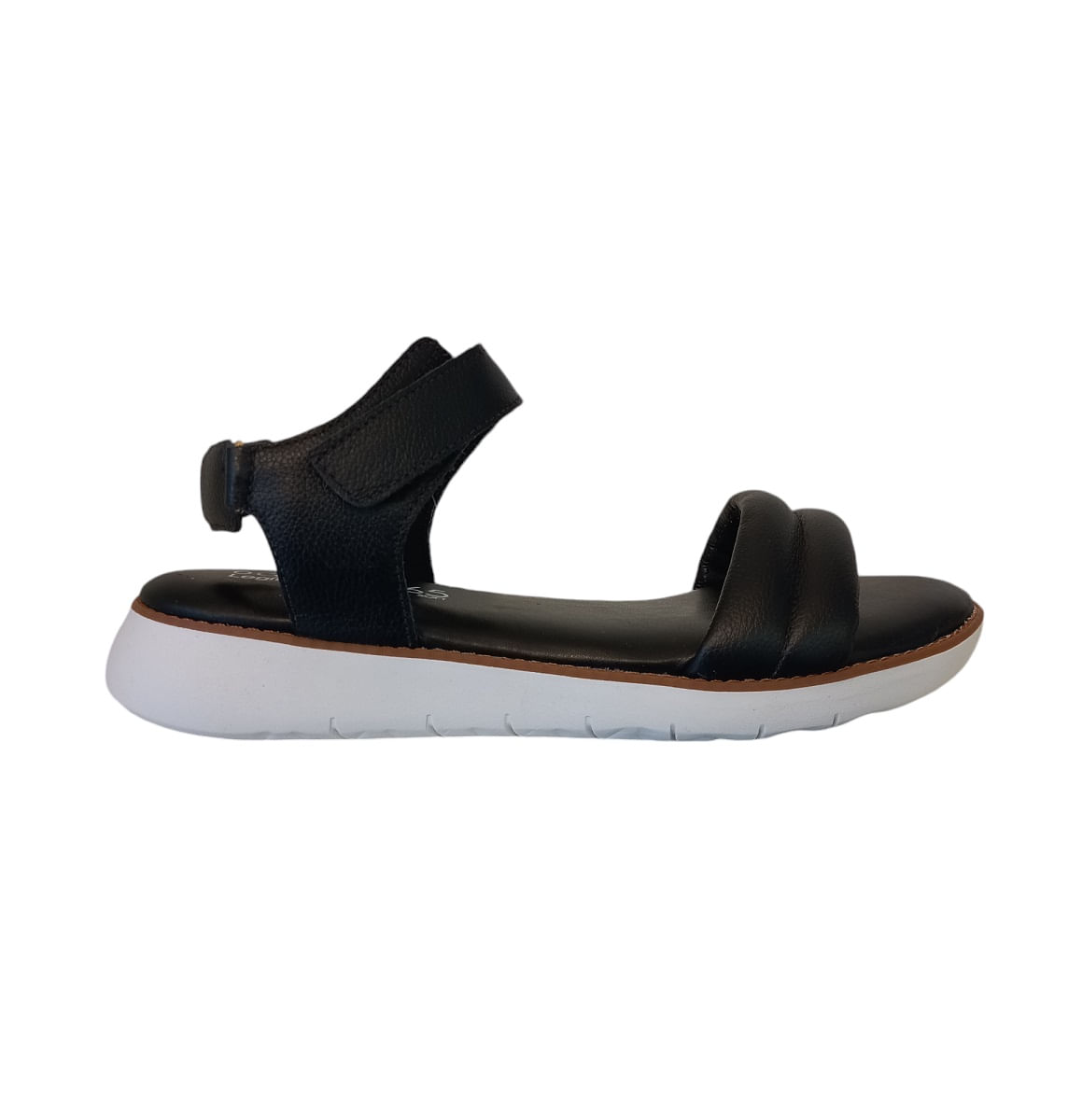 Sandália Papete Feminina Preta Flatform Em Couro Conforto