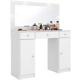 Penteadeira Camarim 2 Portas E 3 Gavetas Com Espelho Elegante Branco