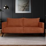 Sofá Living 2 Lugares Com Pés De Ferro Almofadas Soltas 180cm Saiph Bouclê Terracota