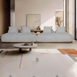 Sofá Modulado 5 Lugares Com Almofadas Soltas Pés Madeira Maciça 320cm Homer Bouclê Cinza