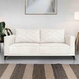 Sofá Living 2 Lugares Com Pés De Ferro Almofadas Soltas 180cm Neso Bouclê Off White