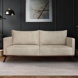 Sofá Living 2 Lugares Com Pés De Ferro Almofadas Soltas 200cm Saiph Bouclê Bege