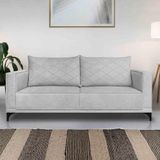 Sofá Living 2 Lugares Com Pés De Ferro Almofadas Soltas 180cm Neso Bouclê Cinza