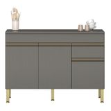 Balcão Gabinete De Pia 120 Cm 3 Portas Com Tampo Kits Paraná Cinza Gris Cinza-gris