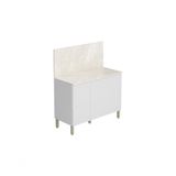 Balcao De Cozinha 3 Portas 2 Gavetas 1,20 Cm Com Tampo E Painel Art Kits Parana Branco-artico
