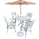 Conjunto De Jardim Com Mesa, 4 Cadeiras Havana E Ombrelone Piscina Bege