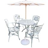 Conjunto De Jardim Com Mesa, 4 Cadeiras Havana E Ombrelone Piscina Branco