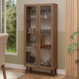 Cristaleira 70 Cm 2 Portas De Vidro Com Pés Trapézio Rustic/marrom Madesa Rustic/marrom