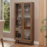 Cristaleira 70 Cm 2 Portas De Vidro Com Pés Cônicos Rustic/marrom Madesa Rustic/marrom