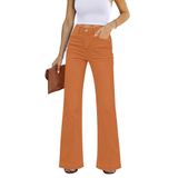 Calças Grapent Wide Leg Bell Bottom Jeans Femininas, Laranja Queimada