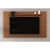 Rack Bancada C/ Painel P/ Tv Até 65 Polegadas Lume Ripado Prateleira 175x108cm Freijo - Dj Móveis