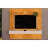 Rack Bancada C/painel P/tv Até 65 Polegadas Pratic Ripado Prateleira 223x240cm Cedro - Dj Móveis