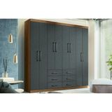 Guarda Roupa Casal 8 Portas E 6 Gavetas Liverpool Jatoba-grafitte