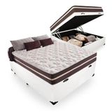 Cama Box Baú Casal + Colchão De Molas Prime Colchões Classic Superlastic 138x188x64 Cor:branco
