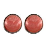 Brinco Prata 925 Quartzo Rosa Redondo Verdadeiro E Natural