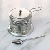 Açucareiro De Vidro Inox Tampa Colher Cozinha Gourmet Café Chá Com Tampa E Colher