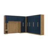 Quarto Modular Kappesberg Adapt Nogueira/azul Profundo 7 Peças 354cm X 336cm