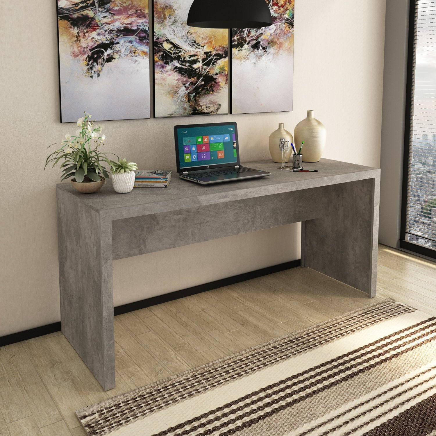 Mesa Para Escritório 163cm Me4109 Tecno Mobili Concreto