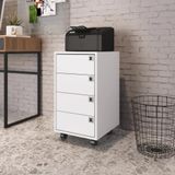 Gaveteiro Com 4 Gavetas Office Placa E Ponto Branco