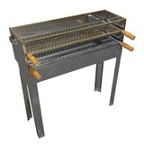 Churrasqueira Para Espetinho Portátil 2 Grelhas Aço Inox