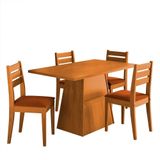 Mesa De Jantar Retangular Dobuê Dakar Com 4 Cadeiras Estofadas Revestidas Em Suede