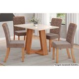 Sala De Jantar Lins Tampo Reto Madeirado Comvidro 120x80cm E 4 Cadeiras Esther Nature Cacao