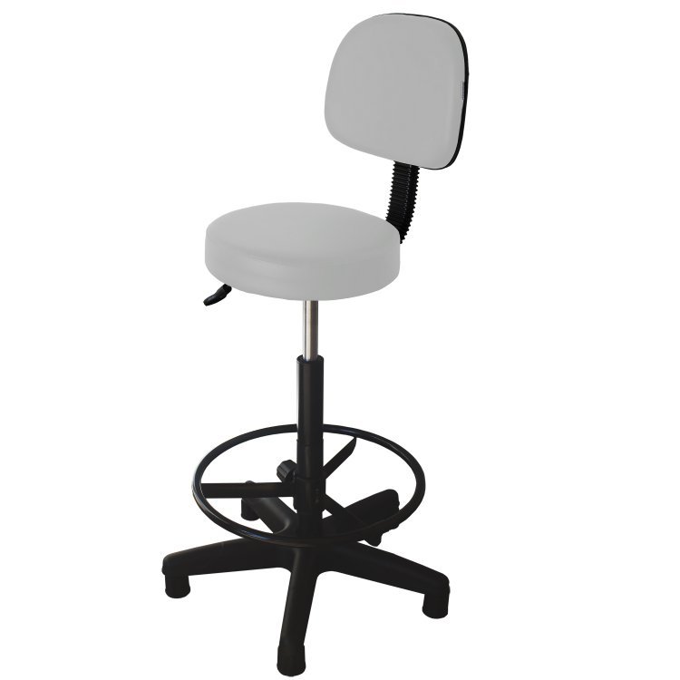 Cadeira Operadora Giratória Encosto Fidler Mocho Ecoflex Couro Branco