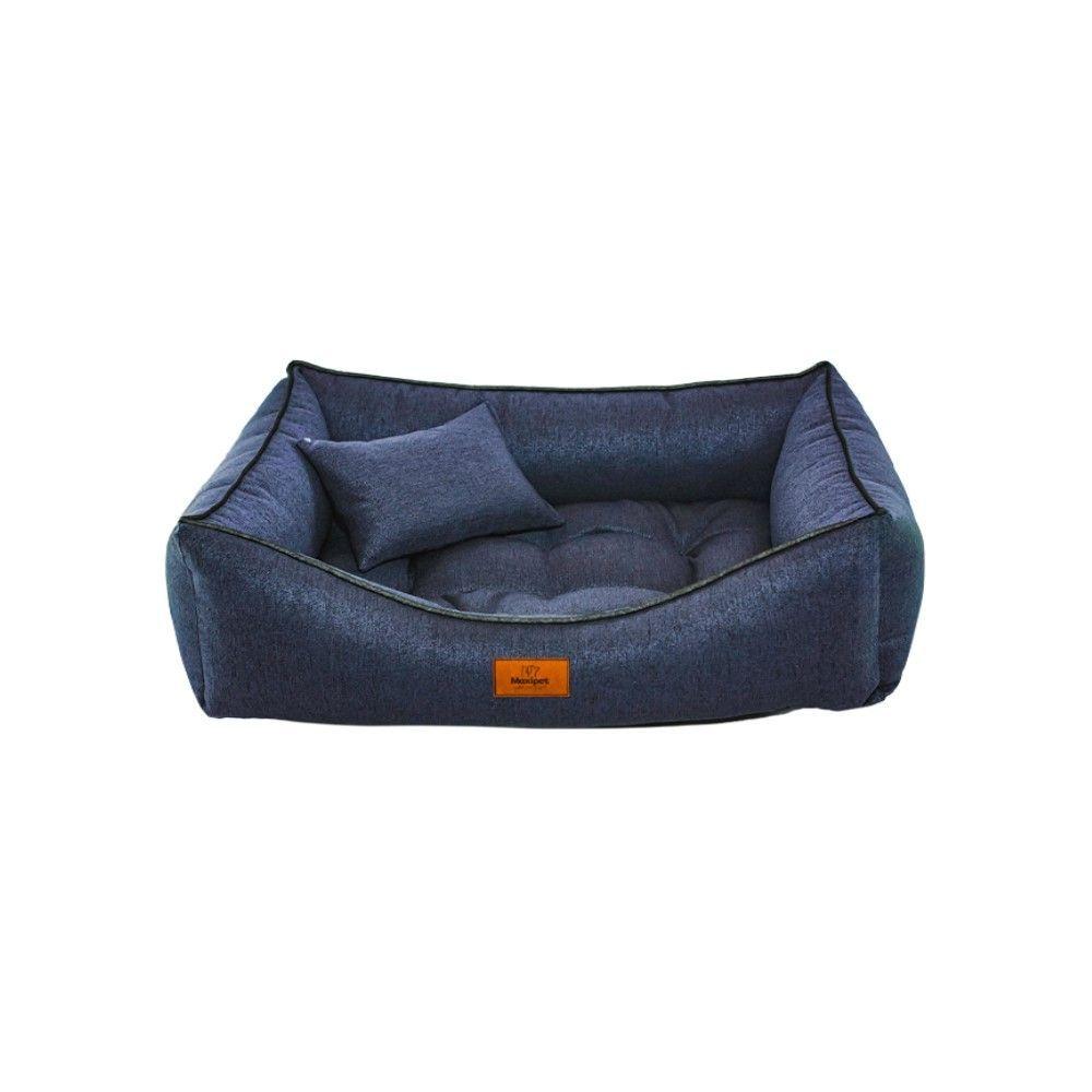 Cama Para Cachorro Retangular Em Linho Azul Marinho Grande (g) 50 X 65 Cm