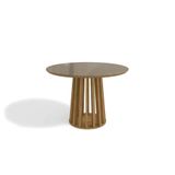 Mesa De Sala Jantar Lavanda Com Tampo Madeirado C/ Vidro 105x105cm Nogueira/vidro Bronze Kappesberg
