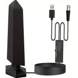 Antena Tv Digital Interna Amplificada Hdtv 25dbi Com Cabo 3m