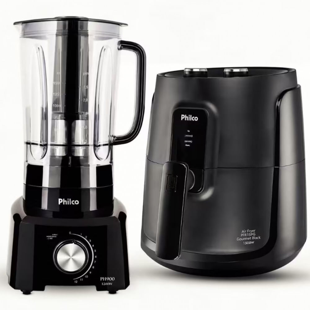 Fritadeira Elétrica Sem Óleo Air Fry Philco Pfr15pg Gourmet Gold 4,3l + Liquidificador Ph900 1200w Com 12 Velocidades