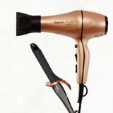 Secador De Cabelos Taiff Style Motor Ac Profissional 2000w + Modelador De Cachos Curves 1 2,5 Cm Com Cabo Giratório 210°c