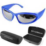 Oculos Sol Masculino Trap Ref Hype Bale Y2k Rap Oval + Case Qualidade Premium Lentes Espelhadas Azul